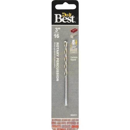 All-Source 3/16 In. x 4 In. Rotary Percussion Masonry Drill Bit 201091DB
